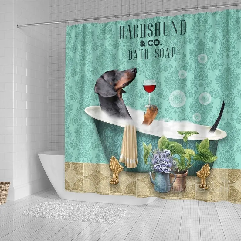 

Индивидуальная занавеска для душа Dachshund And Bath, декор для ванной комнаты