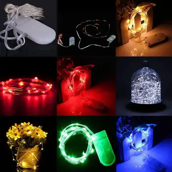 

New 2M 20 LED Copper Wire Silver String Fairy Button Battery Decor Bright