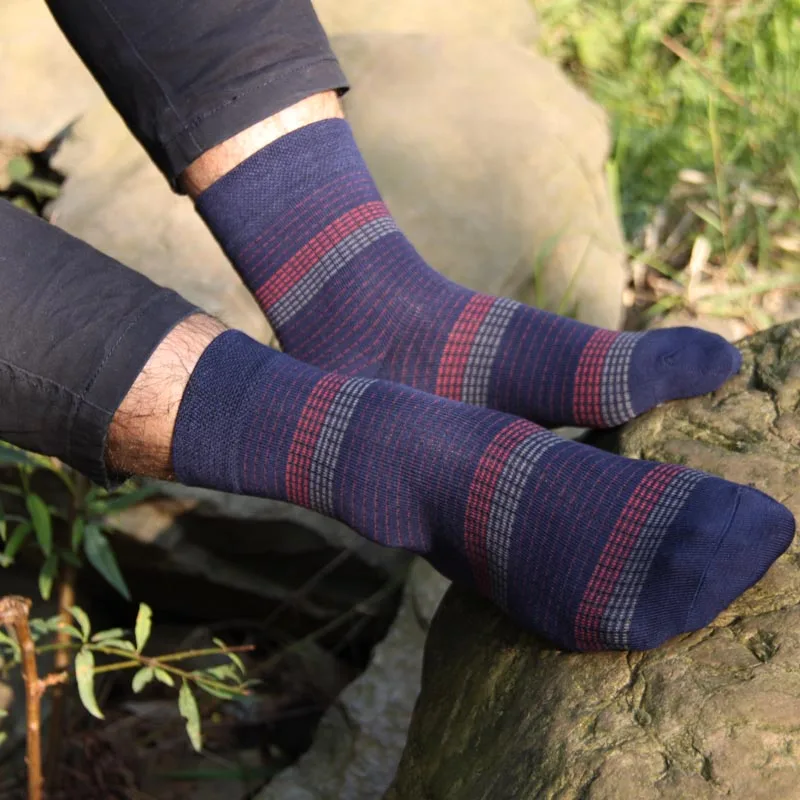 LIONZONE Классические мужские носки в полоску 4 цвета повседневные бизнес бамбуковое волокно Meias Masculino