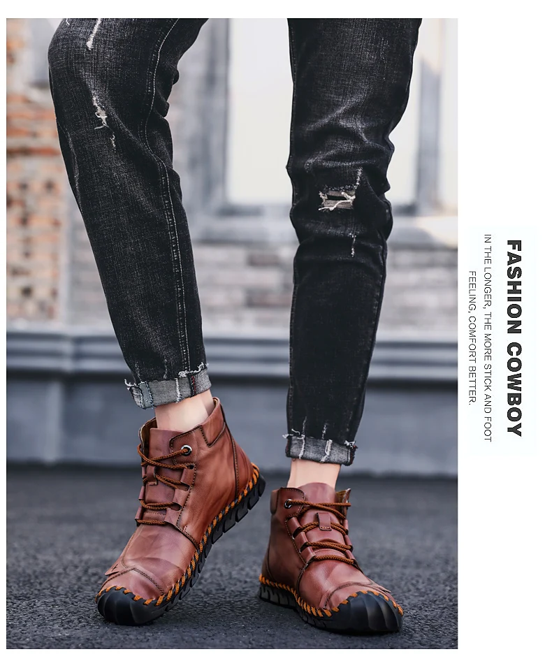 Новинка; высококачественные кожаные мужские ботинки; сезон осень-зима; теплые плюшевые прогулочные зимние ботинки на меху в байкерском стиле; Мужская обувь; размер 48