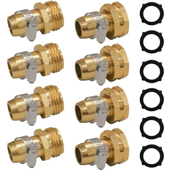 

Garden Hose Repair Connector with Clamps, Fit for 3/4 inch or 5/8 inch Garden Hose Fitting, 4 Set