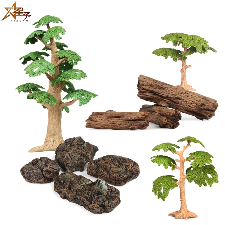 Эмуляционная игрушка маленькое дерево Детская сцена игрушки маленькие украшения динозавр игрушка камень дерево аксессуары