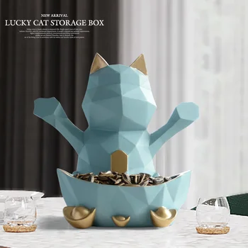 

Statue En For Wedding Decoration Wall Storage Box For Candy Mother Geometric Lucky Cat Figure Decorative Home Wall Decor