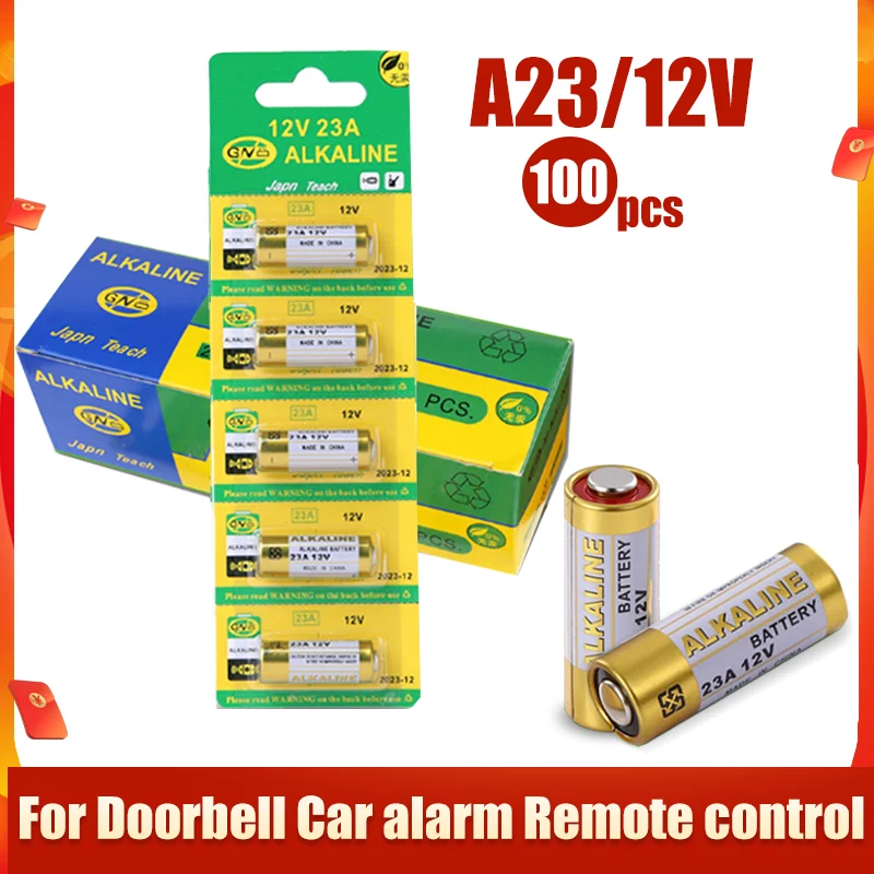 100pcs/Lot Alkaline Battery 12V 23A 23GA 21/23 A23 A23S E23A EL12 MN21