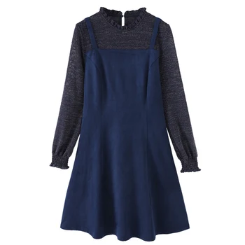 

EC.MS 2020 New Fashion Navy Long Sleeve Dress