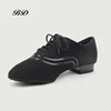 TOP Dance Shoes Latin Modern Men's Shoes Cowhide Two-point Sole Wear-resistant Oxford Cloth Upper Authentic Lace Up Ballroom 1