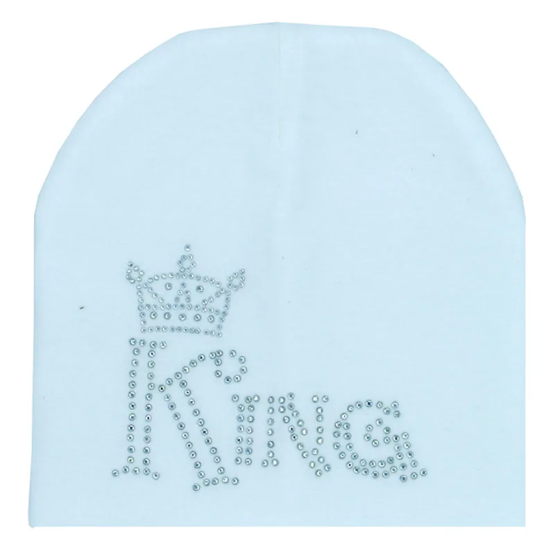 Baby boy and girl hat Autumn winter princess prince diamond Baby girl Hat Boy Cap Kids cotton Beanie bonnet cap Skullies Beanies - Цвет: White King