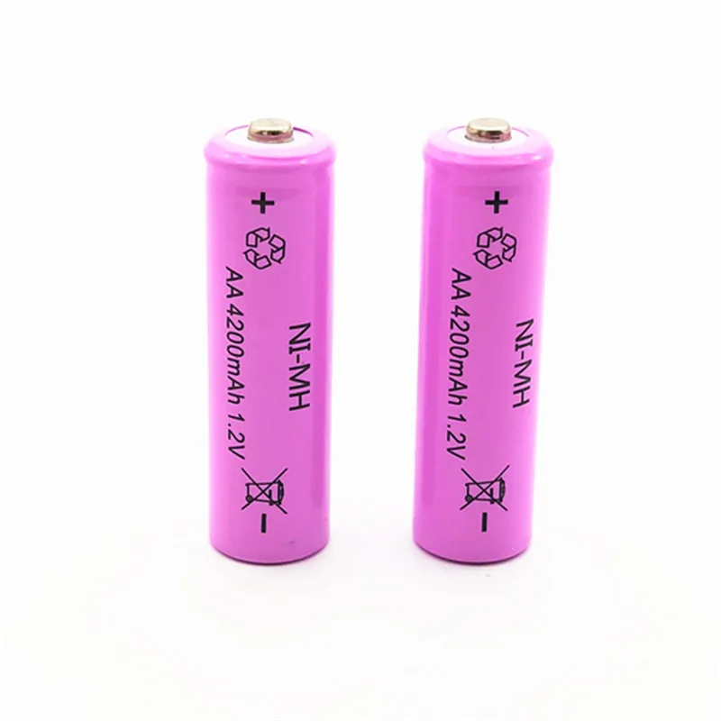 2/4/6/8/10 шт. 1 2 V NI MH АА 4200mAh AA Батарея предзаряженный Перезаряжаемые батареи металл