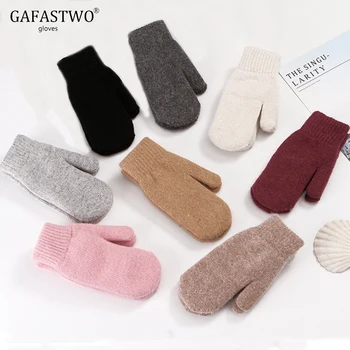 

New Korean Cute Rabbit Fur Gloves Female Winter Solid Color All Refers To Warm Couple Student Gloves