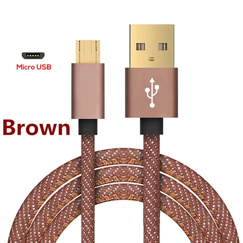 Micro USB кабель зарядное устройство для samsung Galaxy S7 S6 Быстрая зарядка мобильного телефона зарядное устройство Шнур для huawei Xiaomi Tablet USB кабель провод - Цвет: Brown