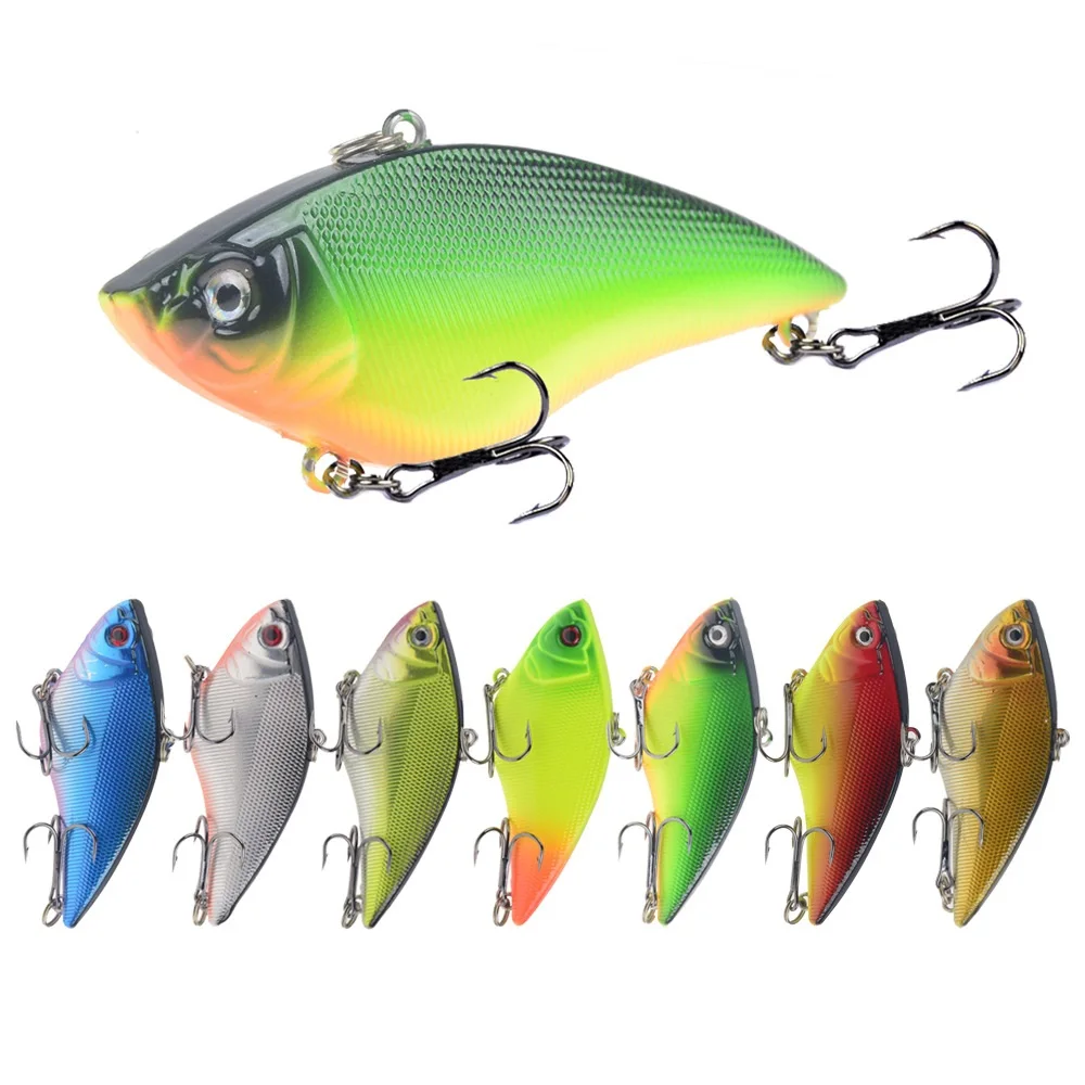 1pcs Long shot Wobbler Fishing Lure sinking bait 7cm 16g 3D eyes Hard Plastic VIB Bait treble hook Deep water Ice fishing tackle | Спорт и