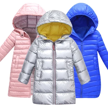 

Fashion Kids Jackets For Boys Girls Autumn Winter Hooded Cotton-padded Down Coat boy Warm Long Outerwear Parkas 7 colors