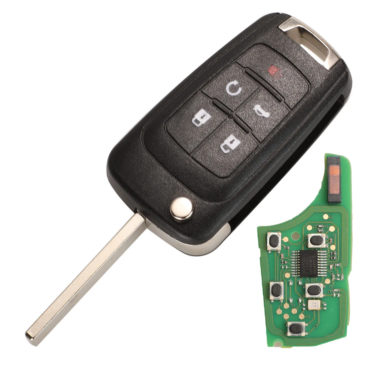 Kutery 2/3/4/5 кнопки дистанционного ключа автомобиля DIY для OPEL/VAUXHALL Astra J Corsa E Insignia Zafira C 2009- 315/433 МГц PCF7937E - Количество кнопок: 5 Кнопок