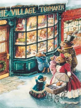 

5D Snow Shop Diamond Embroidery Sale Cross Stitch Painting Home Decor Full Round Drill Rabbit Family Picture Handmade Wall Art