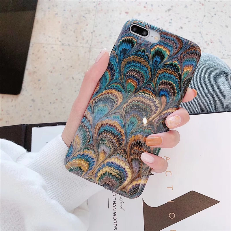 

Peacock Feather Pattern TPU Soft Case For iPhone XR 6 6S 7 8 Plus Silicon Shockproof Cover For iPhone XMAX X XS Protective Coque