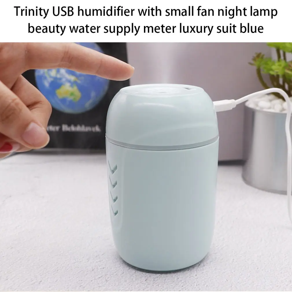 Creative Three-In-One Usb Humidifier With Small Fan Night Light Humidifier Beauty Water Meter Professional