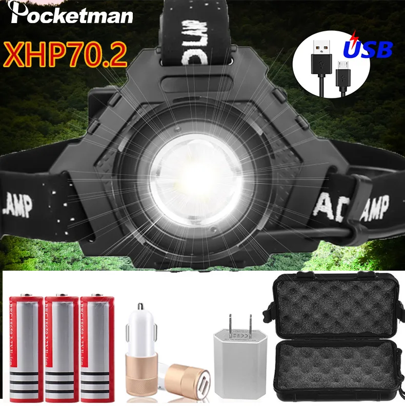 

80000LM Most Powerful XHP70.2 USB Rechargeable Led Headlamp XHP70 Super Bright Headlight XHP50 Hunting Camping Fishing Lanterna