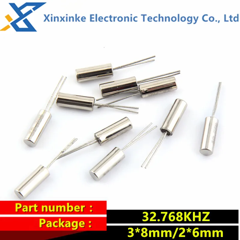패시브 쿼츠 크리스탈 오실레이터, 원통형 32.768K, 2x6mm, 32.768kHz, 100 개