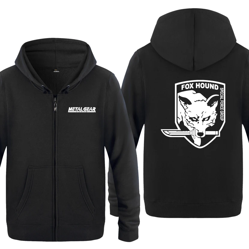 HEY BAT MGS Fox Hound Metal gear однотонные игровые худи для мужчин мужские флисовые кардиганы на молнии толстовки с капюшоном - Цвет: HEY BAT