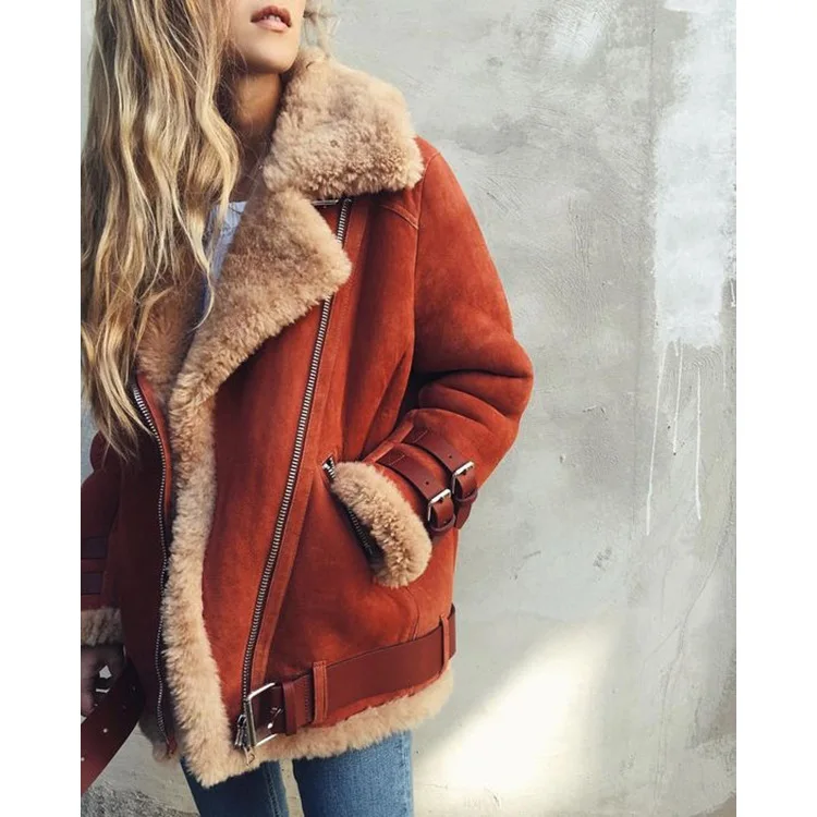 Лацкан норка мех Женская зимняя куртка, пальто для женщин casaco feminino кашемировое пальто женский с длинным рукавом пушистая куртка Большие размеры - Цвет: red