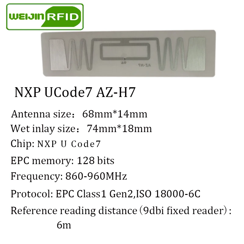 RFID стикер UHF NXP Ucode7 AZ-H7 влажная инкрустация 915mhz 900 868mhz 860-960MHZ EPCC1G2 6C смарт-карта adhensible Пассивная RFID Метка