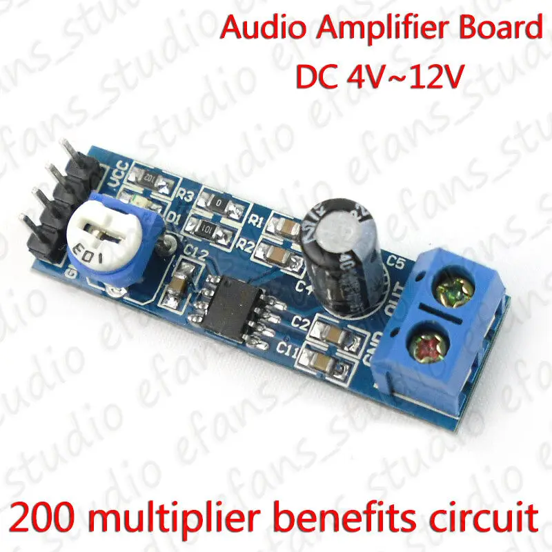 Audio amplifier board LM386 DC 5V 6V 12V Mini Micro Audio Amplifier Board Amp Module HIFI 200 Multiplier Benefits Circut