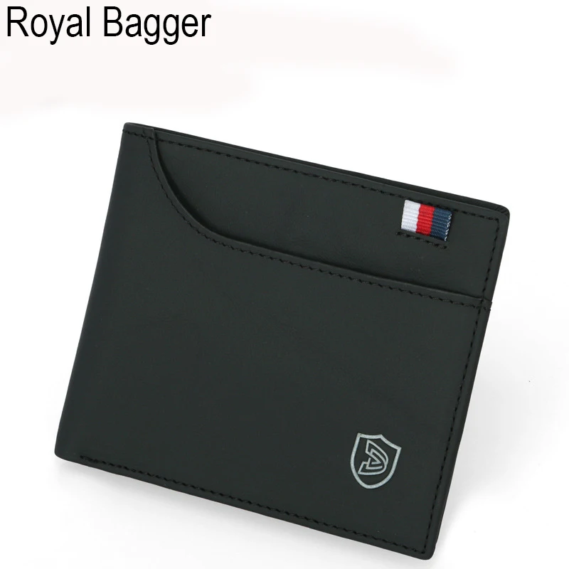 

Royal Bagger Short Wallet Purse For Men Genuine Cow Leather Fashion Cool Clutch Passport Bag Card Clip Anti-Rfid