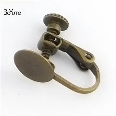 BoYuTe Diy серьги ювелирные аксессуары 5 цветов 14*17 мм металлическое Латунное непроколотое Ухо Зажимы с 8 мм база - Окраска металла: Antique Bronze