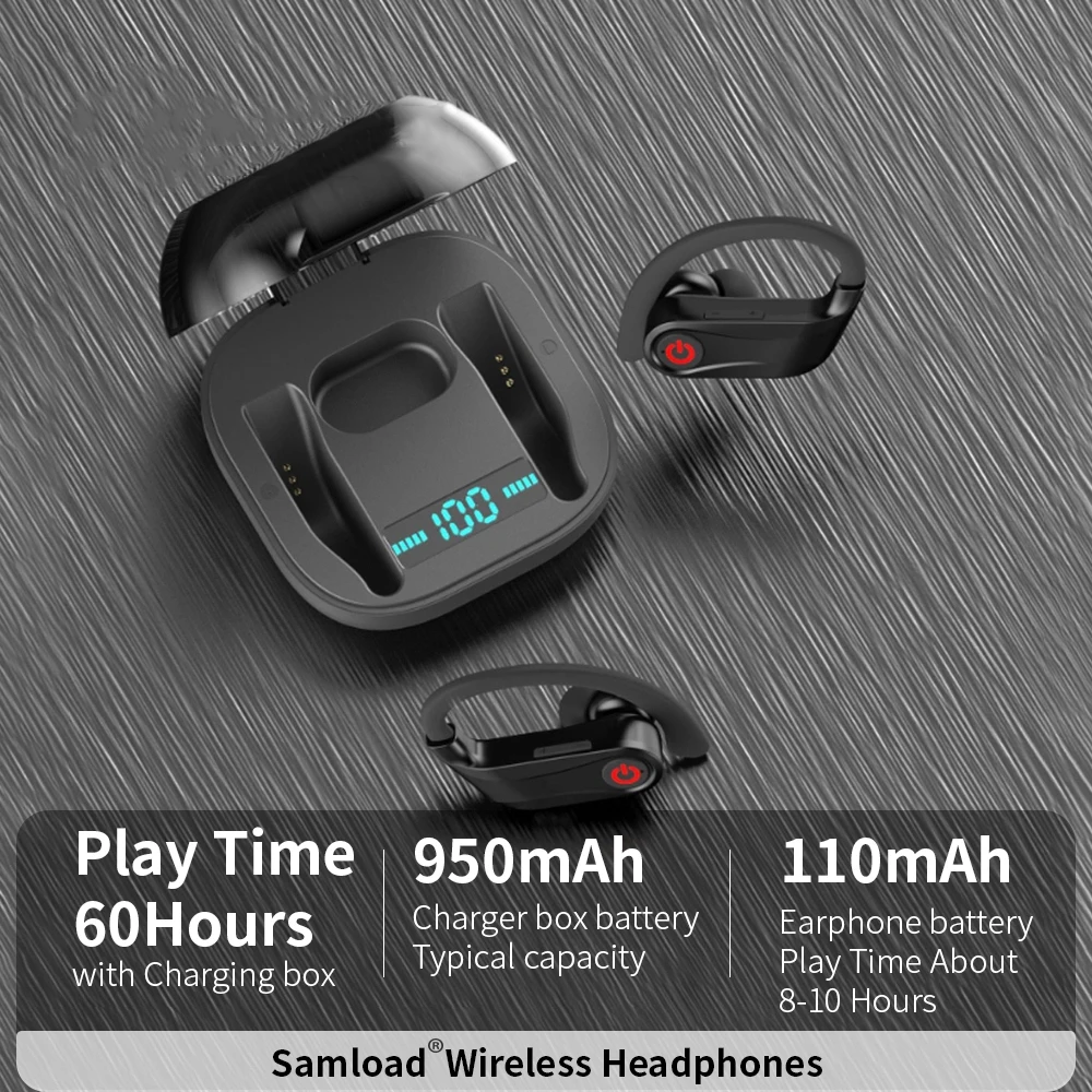 TWS HBQ PRO, настоящие беспроводные наушники, Bluetooth 5,0, стерео спортивные наушники, чехол, 950 мА/ч, водонепроницаемые наушники с Ушными крючками, микрофон, PK Q32 Q62