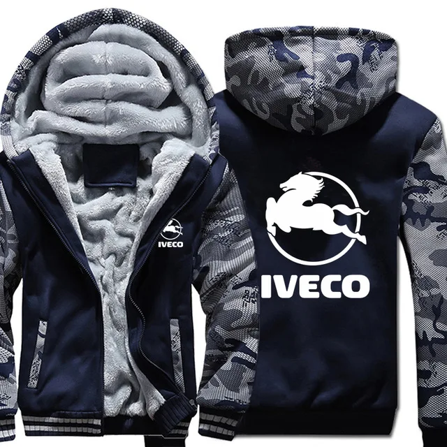 Толстовки с капюшоном для грузовика Iveco, зимняя камуфляжная куртка с рукавом, Мужская утолщенная повседневная шерстяная флисовая Мужская куртка, толстовка, пуловер - Цвет: 3