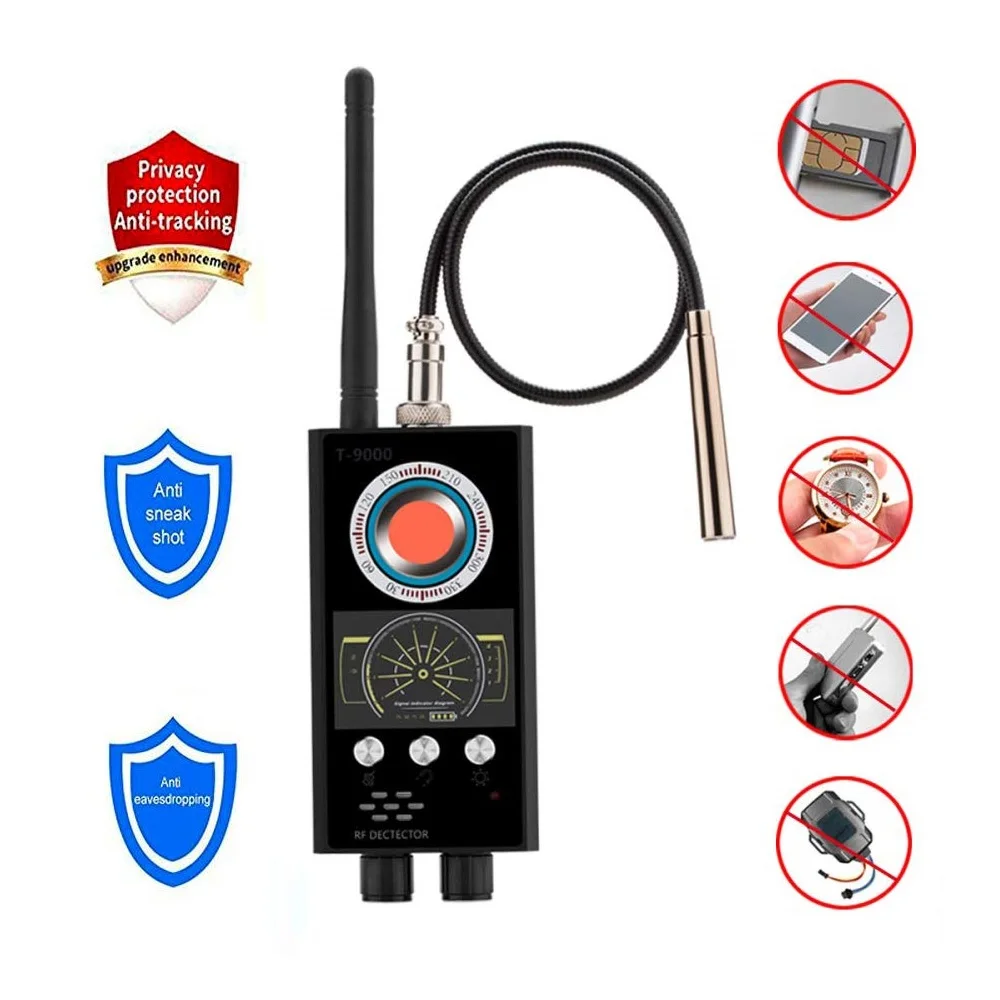 T9000 Spy Wiretap GSM Jammer Camara Espia Mini Hidden Camera Spy Camera Cell Phone GPS RF Sound Signal Detector Bug Wireltap