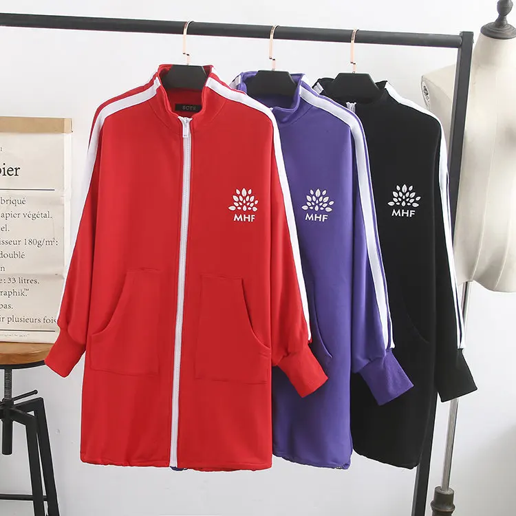

2020 Spring Clothing New Style Korean-style Mid-length Hoodie Cardigan Loose Casual Baseball Uniform Coat Large Size Dress A07
