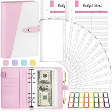 

A6 Cash Envelopes Folder Planner Organizer Budget Binder with Cash Envelopes,Budget Sheets for Money Budgeting Saving 26 Pcs/set
