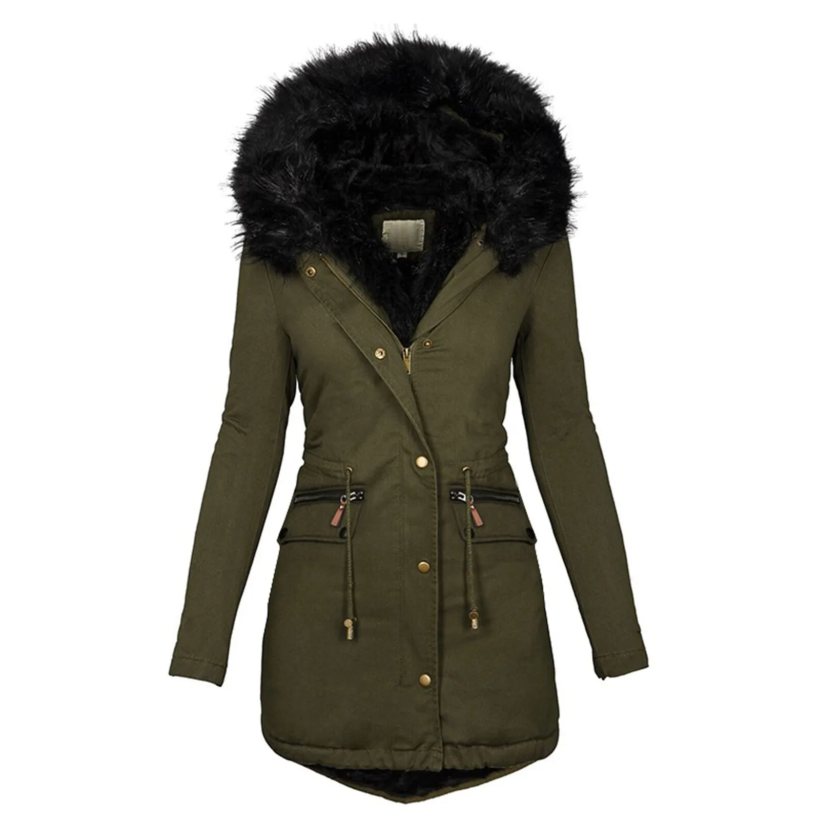 

Fashion Solid Women Thicker Warm Winter Slim Coat Overcoat Women Loose Big Fur Collar Jacket Windproof Coat vestido de mujer