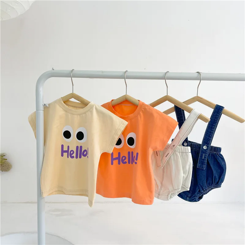 

Детский костюм Angoubebe 212S67, летний топ с коротким рукавом и шорты в стиле Стрингера для девочек, костюм из двух предметов