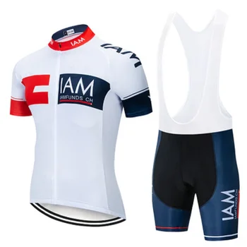 

New 2020 Summer IAM White Short Sleeve Cycling Jersey Set Breathable Quick Dry Cycling Clothes Maillot Cycling Cycling Suit