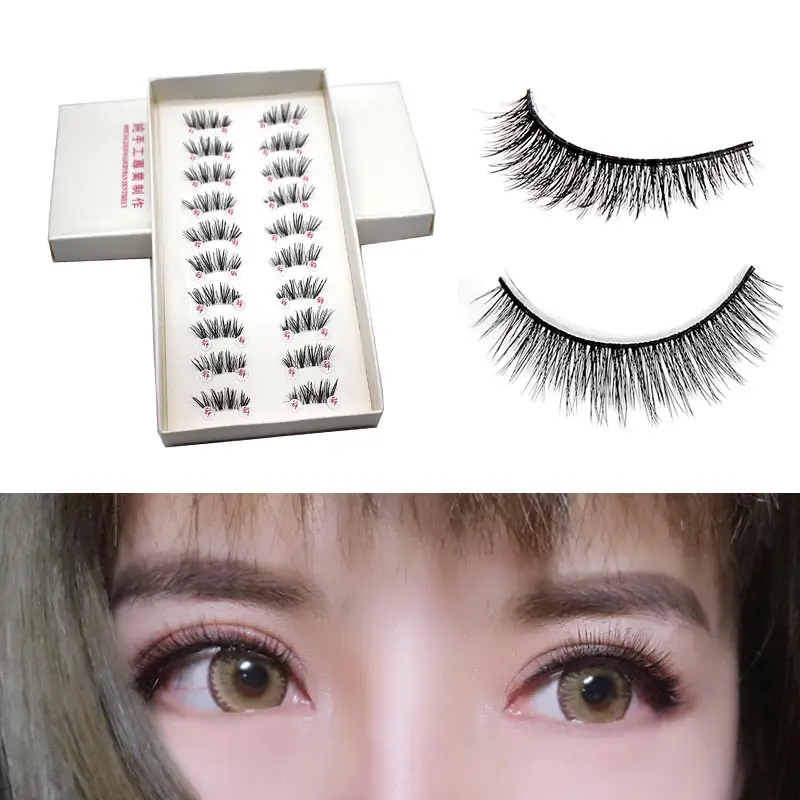 

10 Pairs/1Box HALF/MINI/CONER WINGED CROSS False Eyelashes Soft Fake Eye Lashes