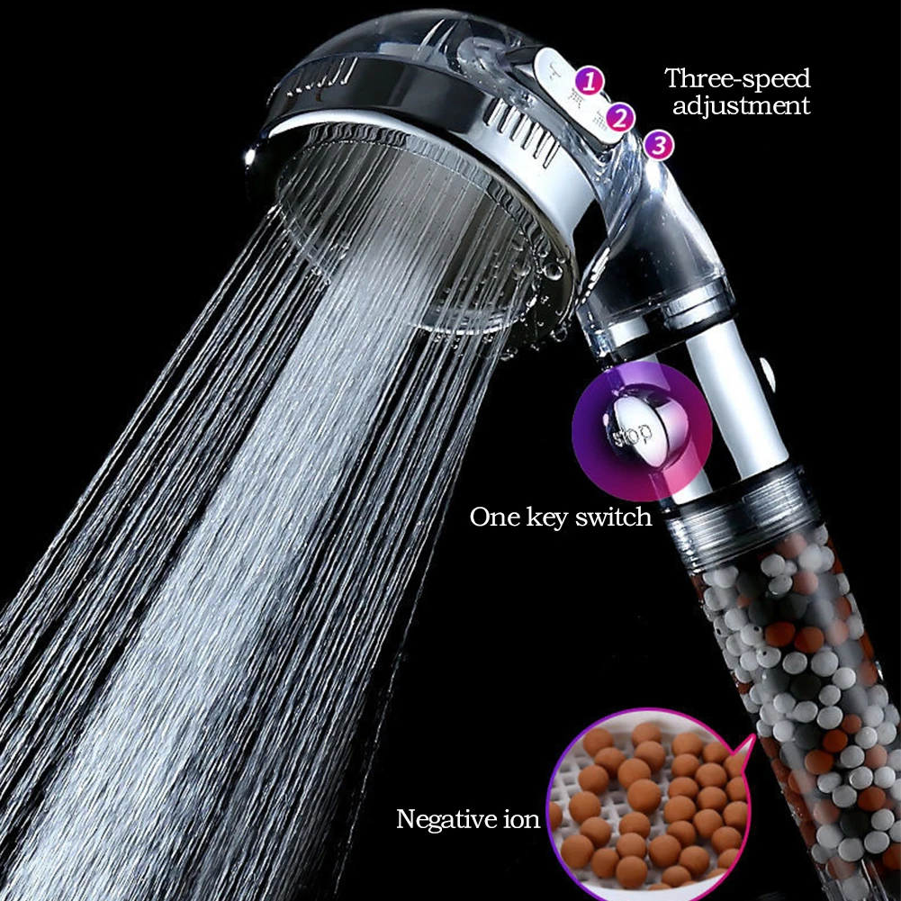High Pressure Handheld Spray Showerhead with 3 Mode ON/OFF Button Function 1.5m Hose Included Water Saving Spray Filter Filtration Spray Shower for Dry Hair & Skin SPA FOHEEL Shower Head with Hose