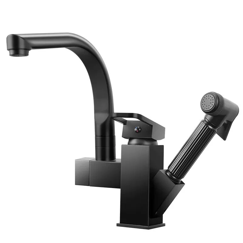 Kitchen Faucet Deck Mounted Mixer Tap 360 Degree Rotation Stream Sprayer Nozzle Kitchen Sink Hot Cold Taps with Spray Gun small kitchen sink