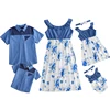 New Summer Family Matching Floral Dress Mother And Daughter Outfits Father Son Splicing Shirt Family Matching Sets