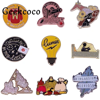 

20pcs/lot J1374 Geekcoco Famous Movie Pin Badges Brooch Cartoon Cat Light Bulb Lapel Pin For Clothes Backpack Accessory Jewelry