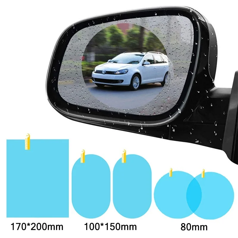 2PCS Round Car Auto Anti Fog Rainproof Rearview Mirror Protective Film Clear CN
