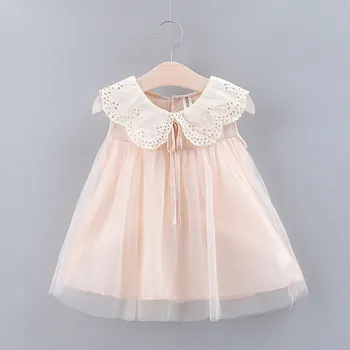 

Fashion Baby girl dress cotton o-neck regular Toddler Kid Baby Girl Solid Bow Lace Tulle Party Princess Dress Clothing H4