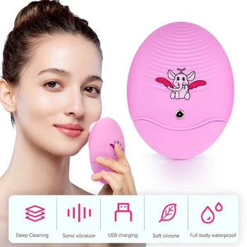 

Deep Facial Cleansing Brush Fast Charging Soft Silicone Skin Blackhead Remover Pore Cleaner Face Massage Vibration Beauty Device