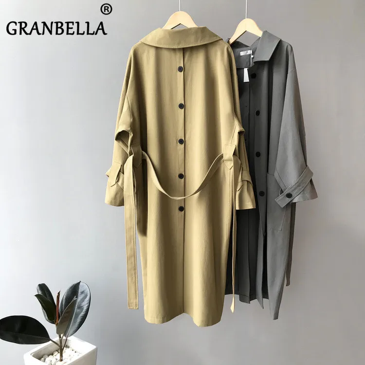 

Hot Fashion Long Solid Color Women Trench Coat With Belt Turn-Down Collar Casual Elegant Female Warm Coats Long Sleeve