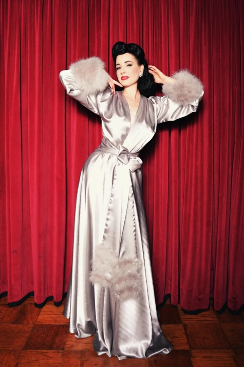Custom Made Bridal Nightgown Robes - Elegant Silk Floor Length Night Robe with Feathers for Party Sleepwear image 5