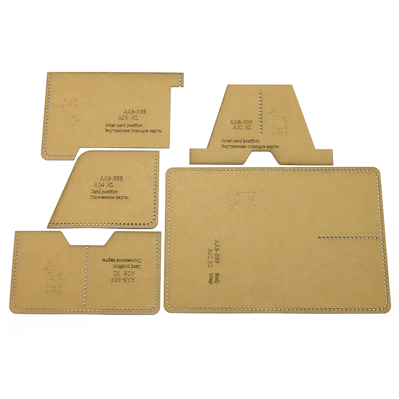 1Set DIY Kraft Paper Template Fashion Passport Holder Double Card Storage Bag Leather Craft Pattern DIY Stencil Sewing Pattern