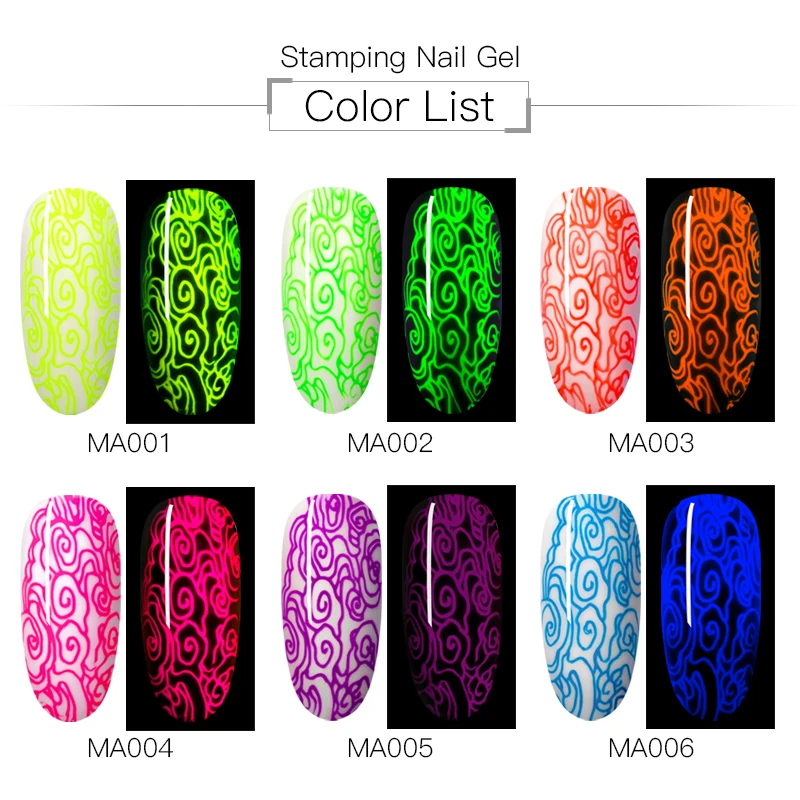 MEET ACROSS 8 мл флуоресцентная Штамповка ногтей Гель-лак для пластина для стемпинга для нейл-арта УФ Гель-лак для ногтей впитывающийся Лак Живопись УФ-гель