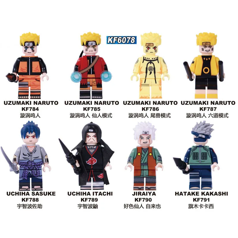 

Single Sale Naruto Bricks Uzumaki Naruto Uchiha Sasuke Jiraika Hatake Kakashi Figures Building Blocks For Children Toys KF6078
