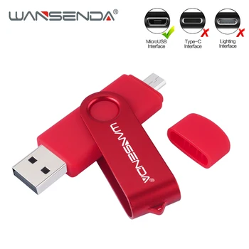 

WANSENDA OTG USB Flash Drive Pen Drive 256GB 128GB 64GB 32GB 16GB 8GB 4GB Rotation Pendrive 2 in 1 Micro USB Stick Memory Disk
